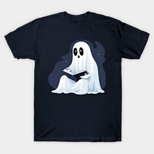 Spooky Halloween Bookworm ghost T-Shirt